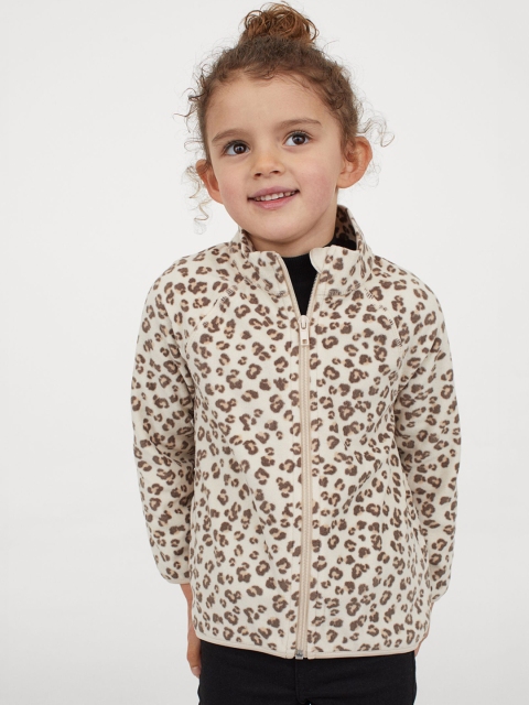 

H&M Girls Beige Patterned Fleece Jacket