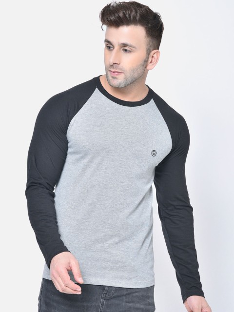 

Chkokko Men Grey Solid Round Neck T-shirt