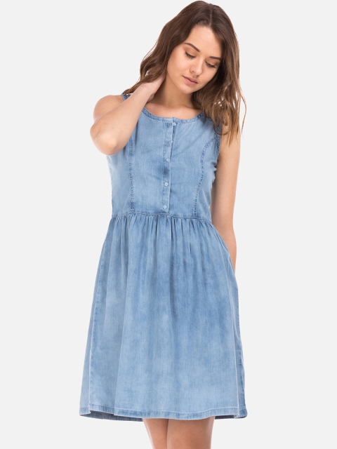 

Cherokee Women Blue Solid Fit and Flare Dress