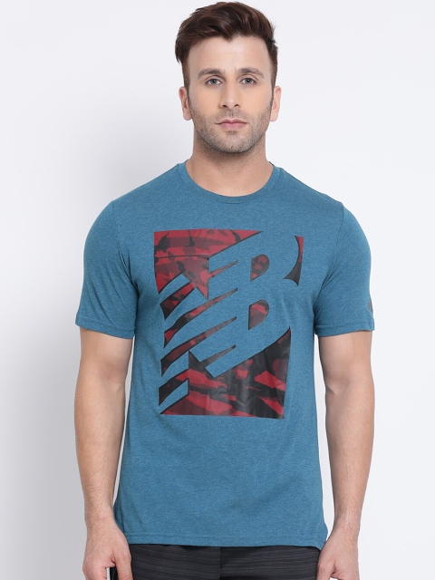 

New Balance Men Blue Printed Round Neck T-shirt