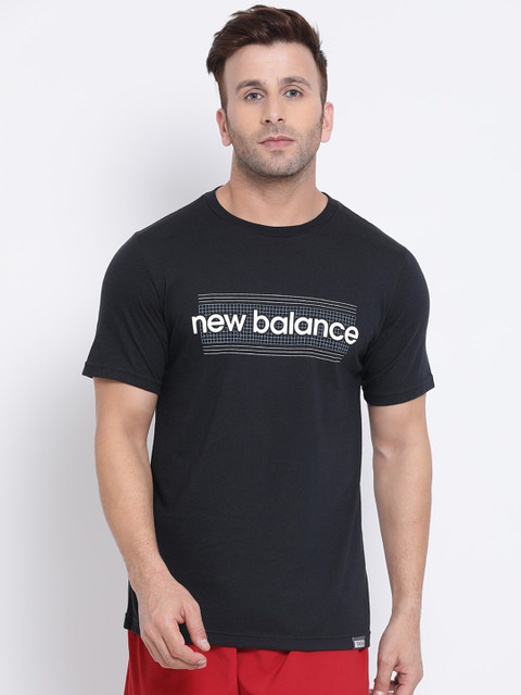 

New Balance Men Black Brand Logo Printed Round Neck T-shirt