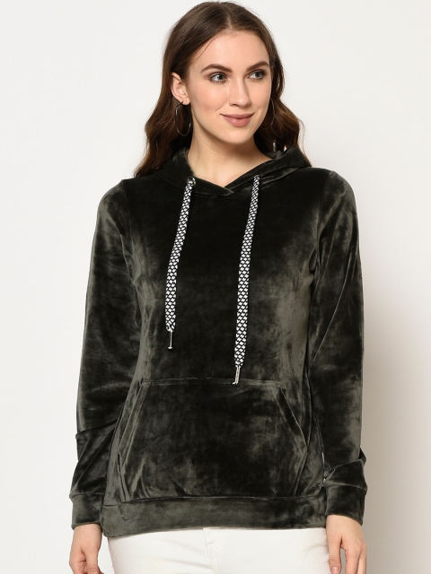 

Trufit Women Olive Green Solid Sweatshirt