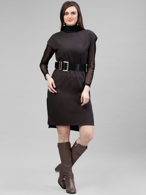 

KASSUALLY Women Black Solid Sweater Dress