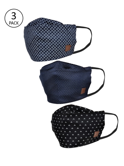 

Allen Cooper Unisex 3 Pcs Black & Blue 3-Ply Anti-Dust Reusable Cloth Masks