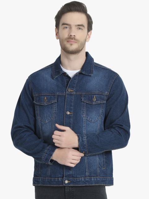 

Kotty Men Blue Solid Denim Jacket