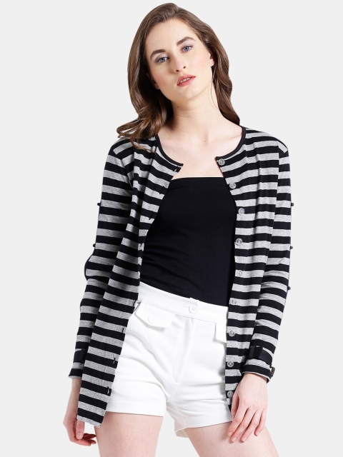 

Texco Women Grey & Black Striped Shrug