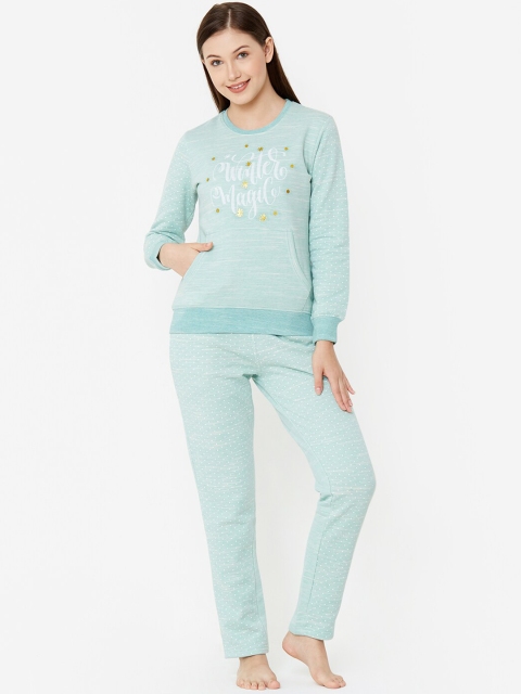 

Sweet Dreams Women Blue & White Printed Night Suit