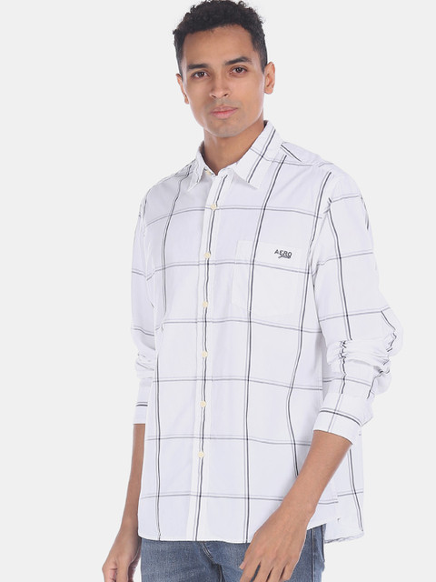 

Aeropostale Men White Regular Fit Checked Casual Shirt
