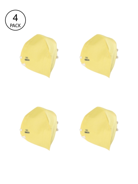 

JS Care Unisex Pack Of 4 Yellow 6-Ply Reusable N95 Masks