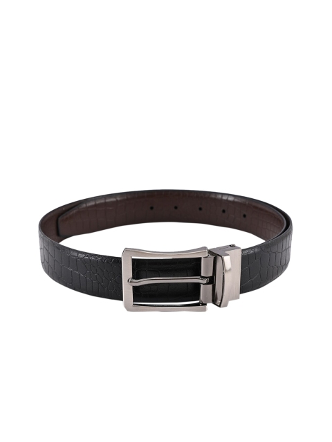 

BuckleUp Men Black & Brown Textured Reversible Leather Belt
