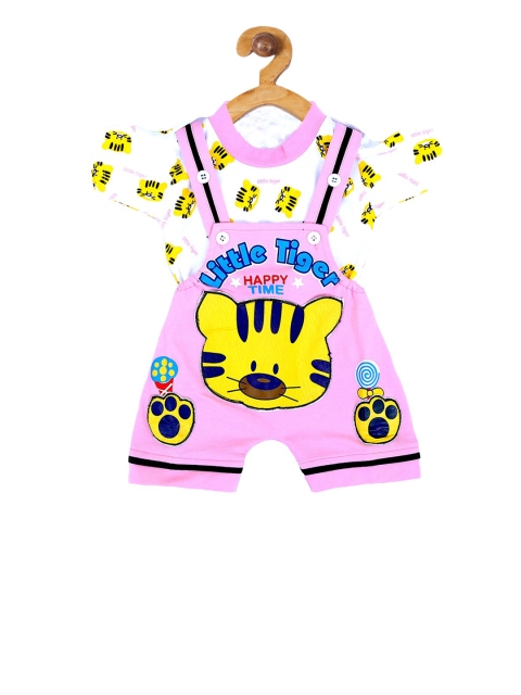 

ICABLE Unisex Kids Pink & Yellow Cartoon Printed Clothing Set