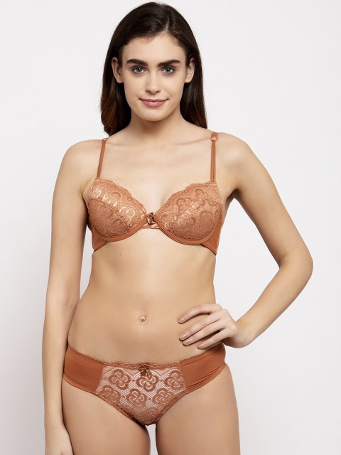 

MAKCLAN Women Brown Lace Lingerie Set K11013LQ