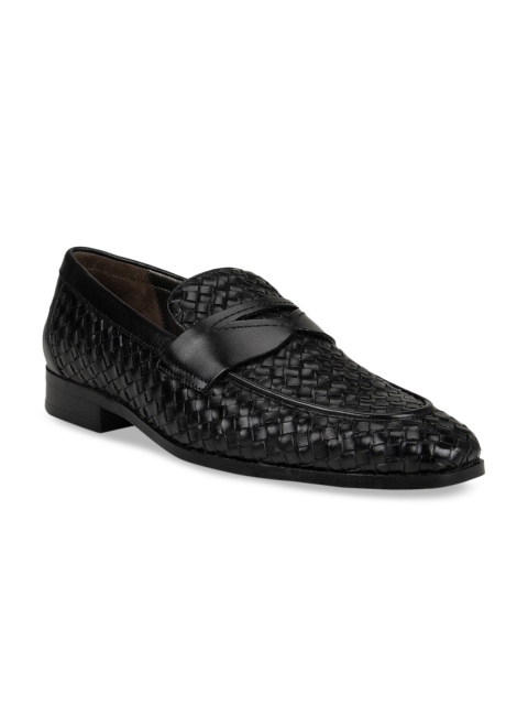 

ROSSO BRUNELLO Men Black Woven Design Slip-On Shoes