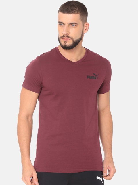 

Puma Men Maroon Solid V-Neck T-shirt
