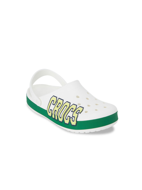 

Crocs Unisex White & Green Printed Crocband Clogs