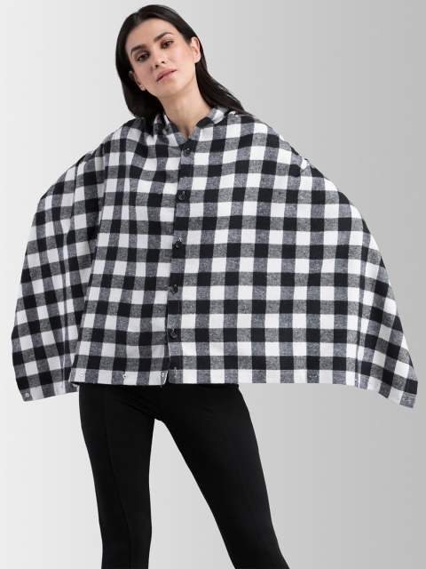 

FableStreet Women Black & White Checked Four-Way Usable Muffler