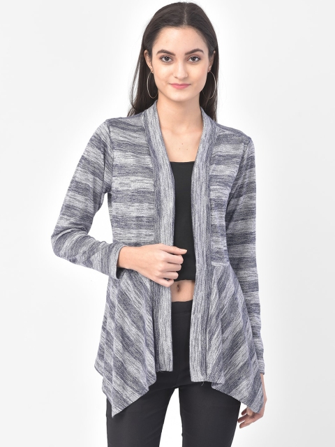 

Latin Quarters Women Blue & White Striped Yarn-Dyed Shrug