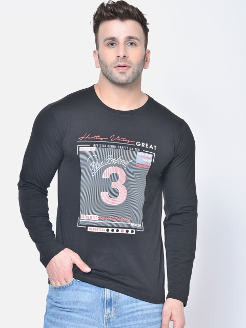 

Chkokko Men Black Printed Round Neck T-shirt