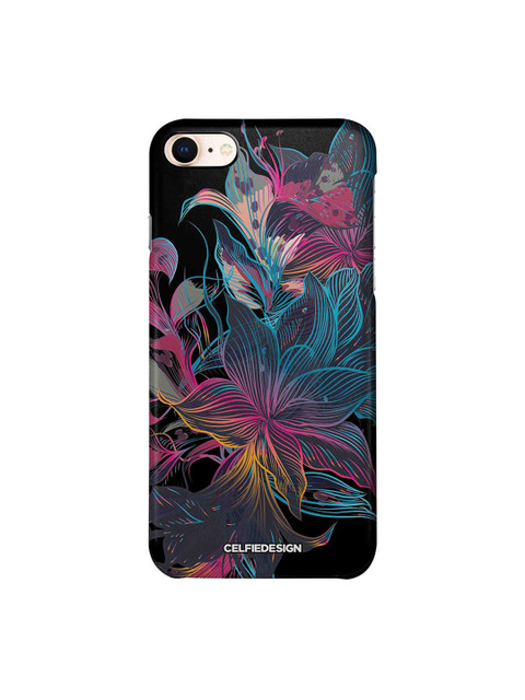 

CelfieDesign Black & Blue Neon Flowers Quirky Sustainable Apple iPhone 8 Mobile Back Cover