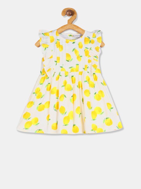 

Donuts Girls White Printed Fit and Flare Dress