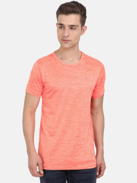

Masculino Latino Men Orange Self Design Round Neck T-shirt