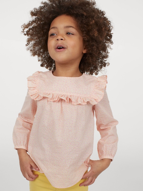 

H&M Girls Pink Flounce-Trimmed Blouse