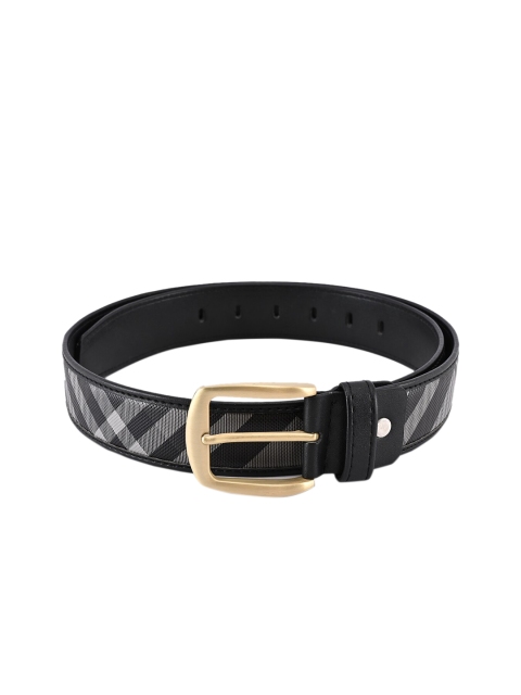 BuckleUp Men Black & White Printed Belt