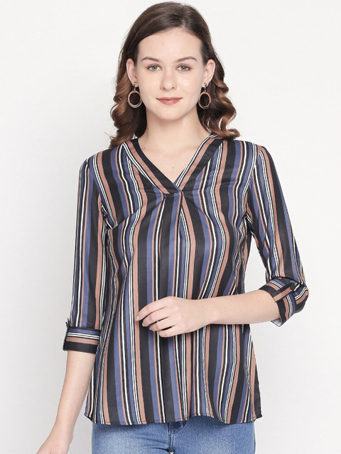 

Mesmerize Women Black & Blue Striped Top