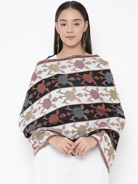 

Pashmoda Women White & Black Woven Design Stole