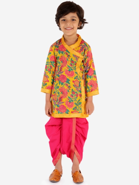 

Chipbeys Boys Pink & Green Embroidered Kurta with Dhoti Pants