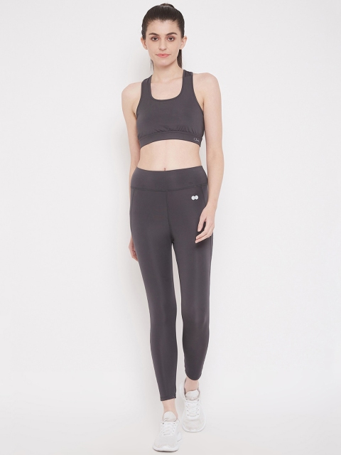 

Clovia Women Charcoal Grey Solid Tracksuit