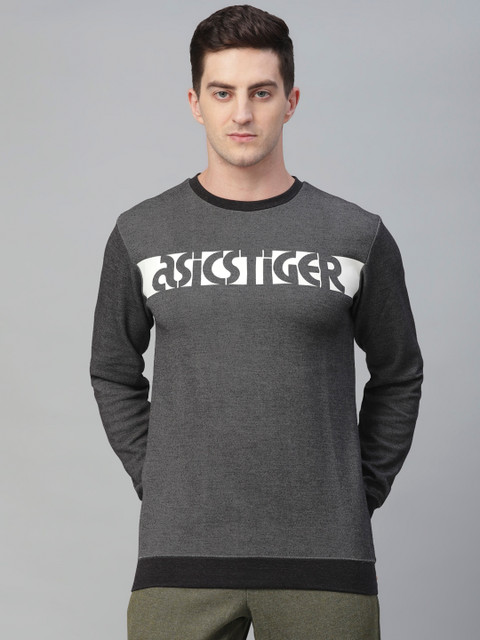 

ASICS Men Grey & White Colourblocked Round Neck T-shirt