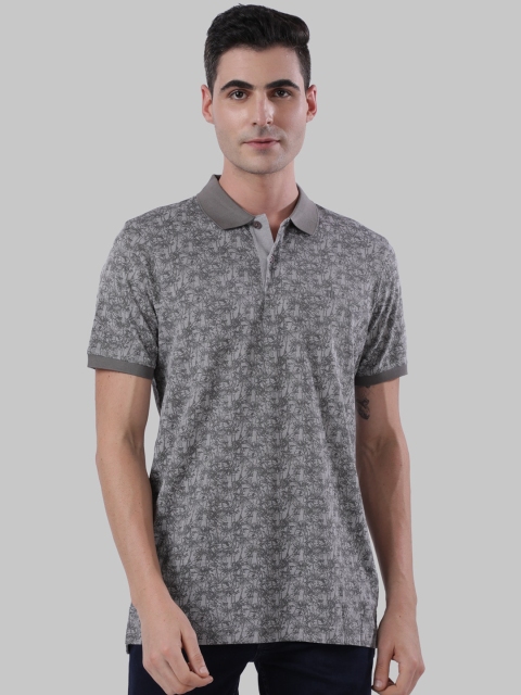 

Raymond Men Grey Self Design Polo Collar T-shirt