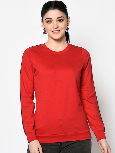 

Trufit Women Red Solid Sweatshirt