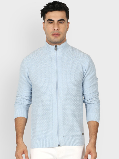 

Octave Men Blue Self-Design Cardigan Sweater
