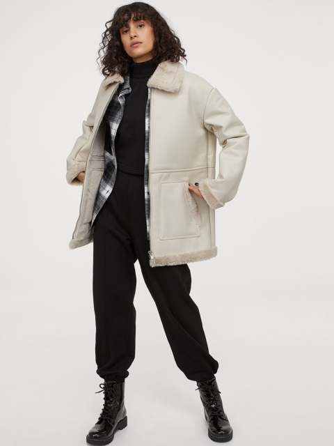 

H&M Women Beige Oversized Jacket