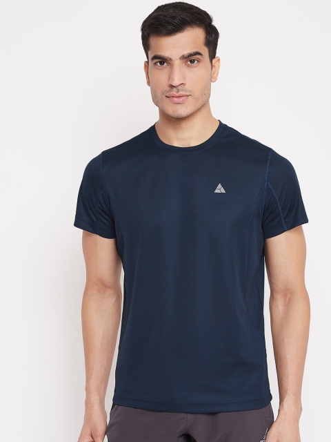 

Athleto Men Navy Blue Solid Round Neck T-shirt
