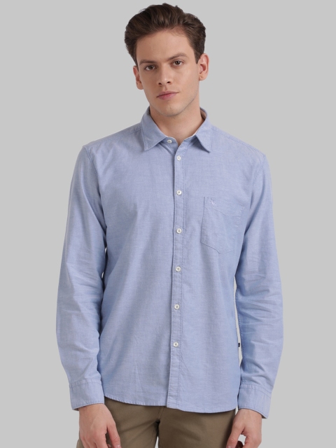 

Parx Men Blue Slim Fit Solid Casual Shirt