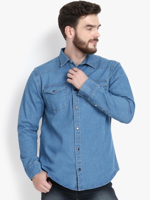 

Kotty Men Blue Solid Lightweight Denim Jacket