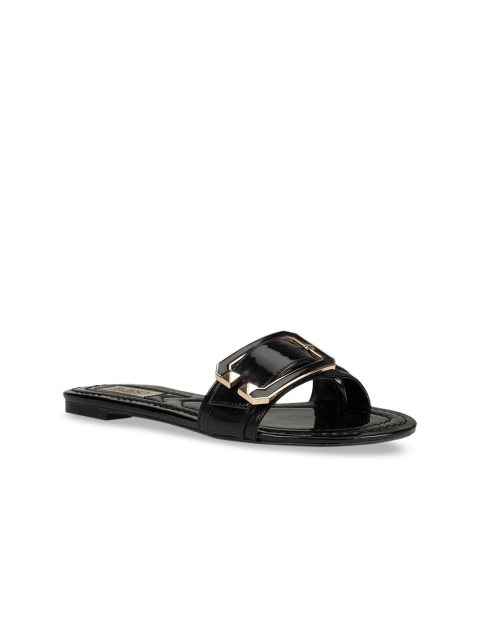 ROSSO BRUNELLO Women Black Solid Open Toe Flats