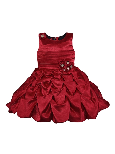 

Wish Karo Girls Red Solid Fit and Flare Dress
