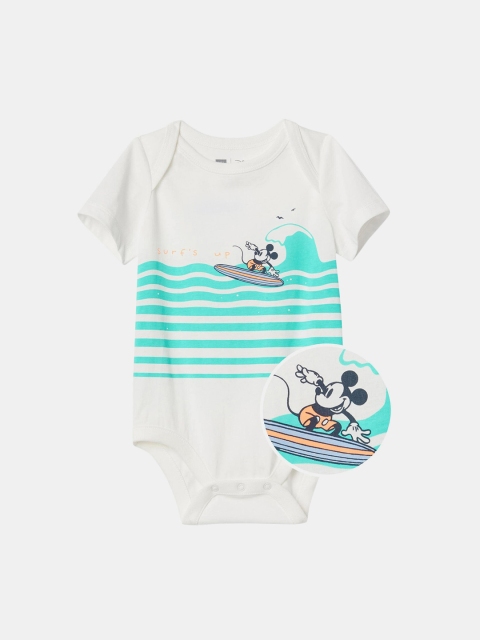 

GAP Infant Girls White & Turquoise Blue Disney Mickey Mouse Printed Bodysuit