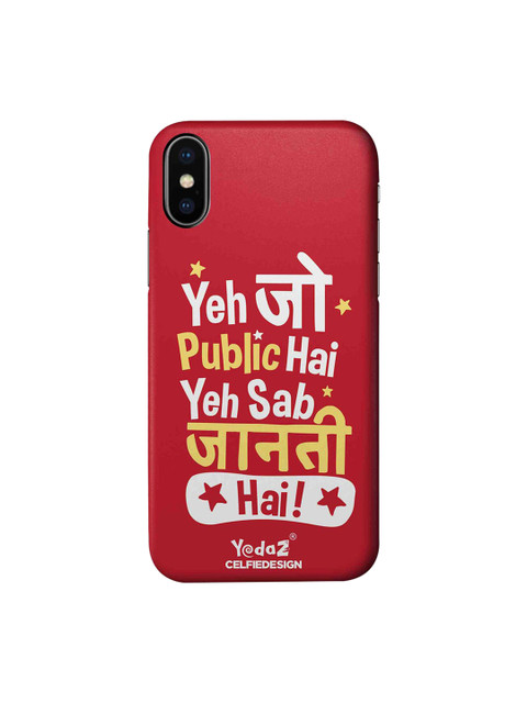 

CelfieDesign Red & White Yeh Jo Public Hai Yedaz Quirky Sustainable Apple iPhone X Mobile Back Cover