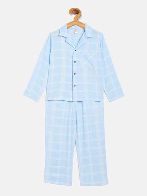 

Stylo Bug Unisex Kids Blue & White Checked Night Suit