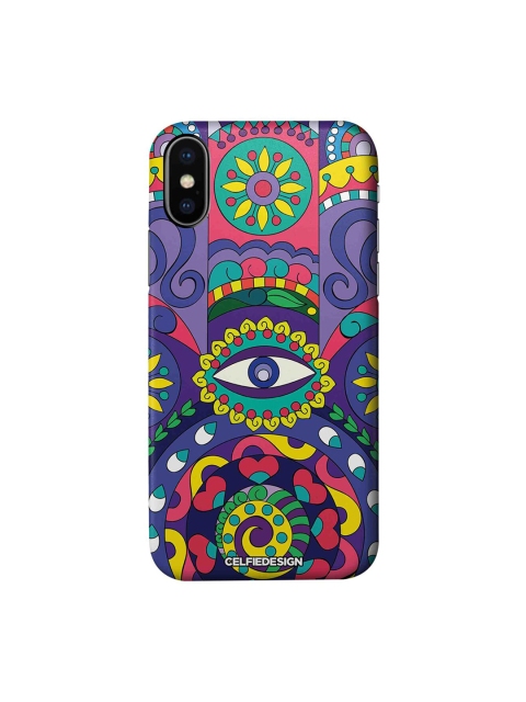 

CelfieDesign Multicoloured Humsa Printed iPhone X Sustainable Back Cover, Multi