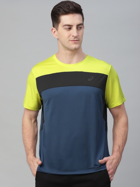 

ASICS Men Blue Colourblocked Round Neck T-shirt