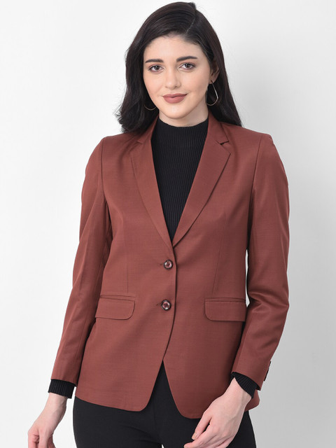 

AUDSTRO Women Brown Solid Single-Breasted Formal Blazer