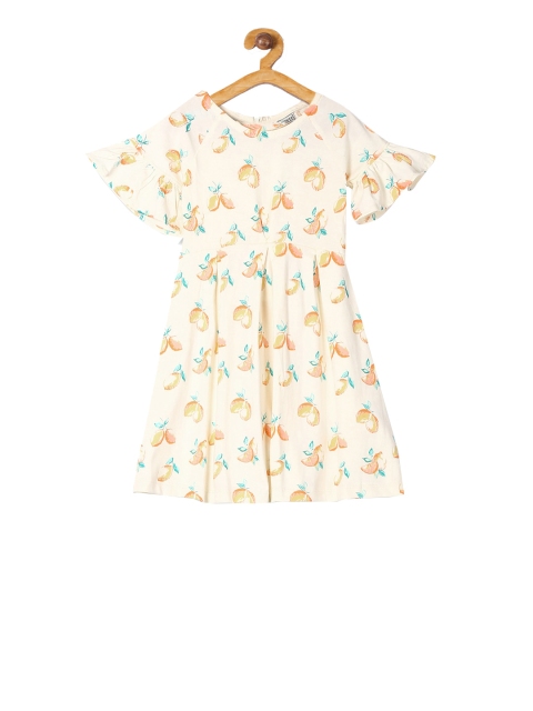 

Cherokee Girls Cream-Coloured Printed Fit and Flare Dress