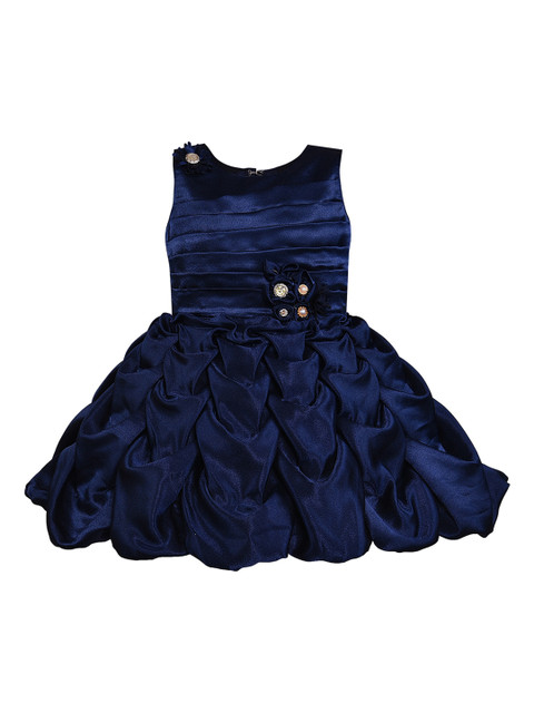 

Wish Karo Girls Navy Blue Solid Fit and Flare Dress
