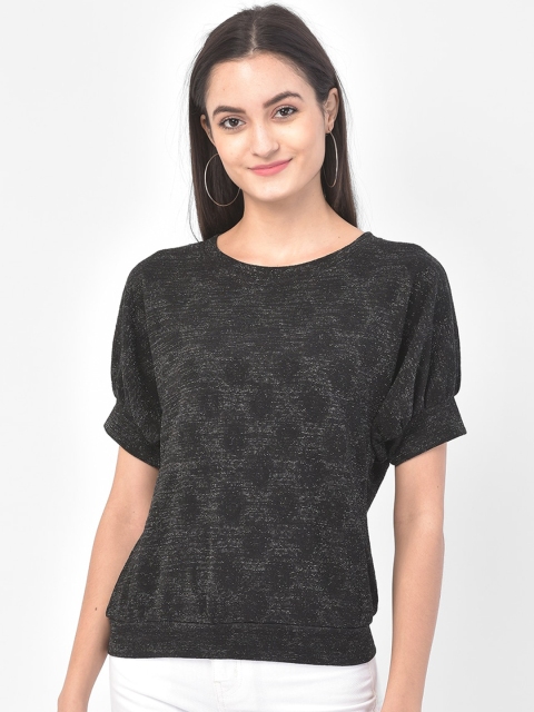 

Latin Quarters Women Black Solid Lurex Knit Top